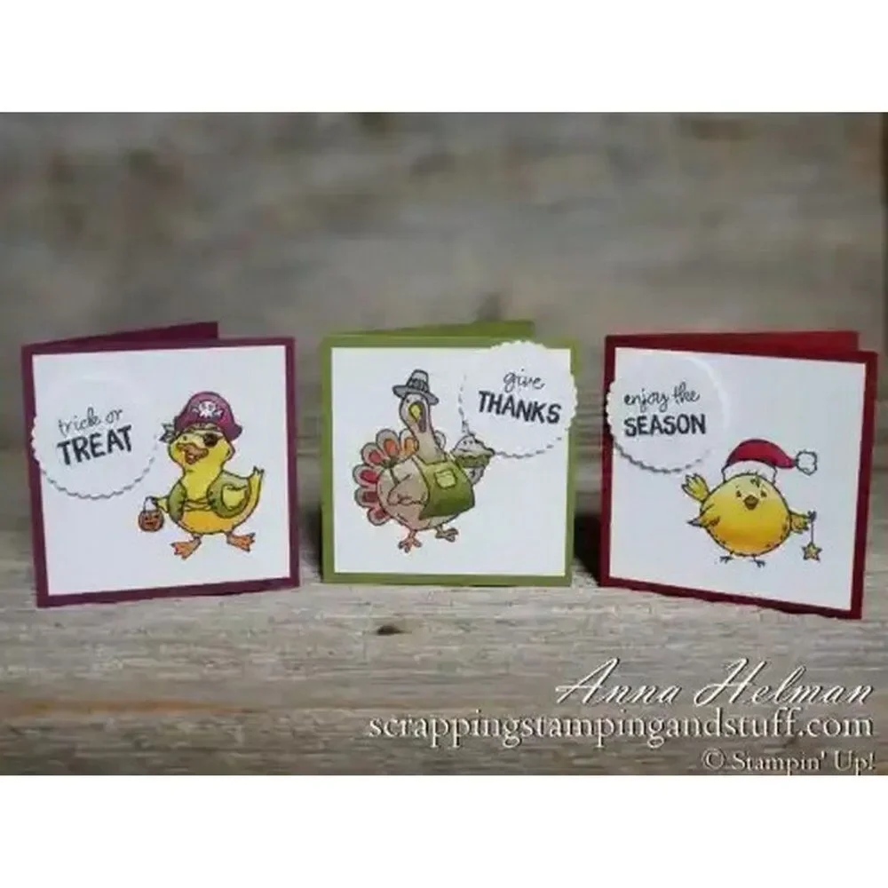 STAMPIN UP Birds Feather Cling Stamp Set Chicken Duck Turkey Fall Thanksgiving